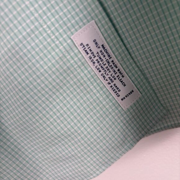 Brooks Brothers Regent Mens 17-2/3 Non-Iron Green Plaid Window Pane Button Down - Picture 4 of 5